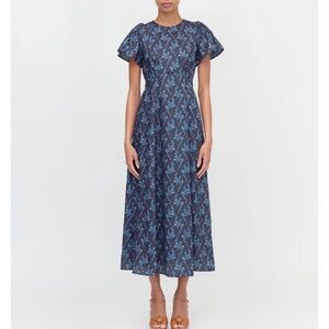 Chic Blue Patterned Maxi Dress